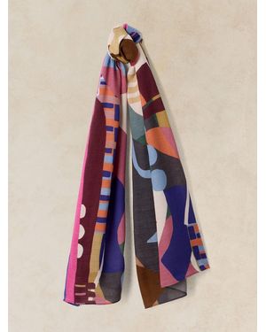 White Stuff Mia Midweight Printed Scarf - Blue