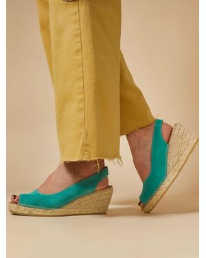 Jones Bootmaker Regular Fit Natural Rosanna Slingback Wedges - Green