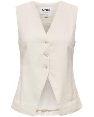 ONLY V-Neck Button Through Tailored Waistcoat - White