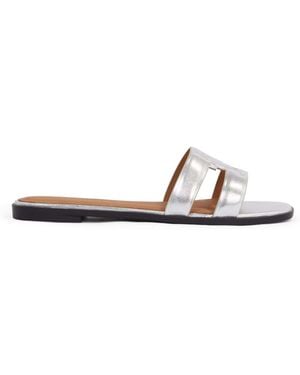 Tommy Hilfiger Peach Logo Strap Mules - White