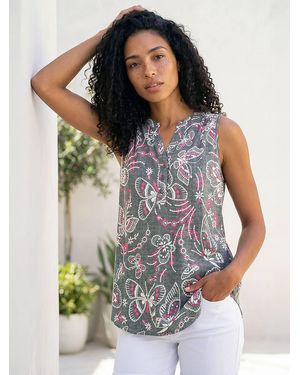 Roman Textured Print Vest Top - Gray