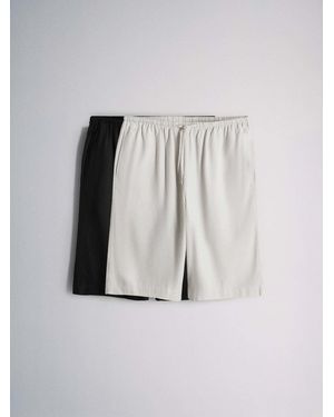 The Set 2 Pack Knee Length Shorts With Linen - Multicolor