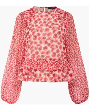 French Connection Poppy Emina Semi Sheer Top - Red