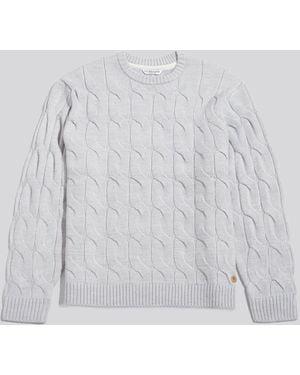 U.S. POLO ASSN. U. S. Polo Assn U. S. Polo Assn Oversized Cable Crew Neck Sweater - White