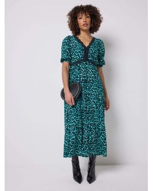 Scamp & Dude Puff Sleeve Tea Dress - Green