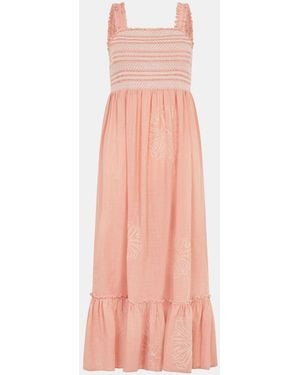 Accessorize Blumenbesticktes, Gerafftes Midikleid - Pink