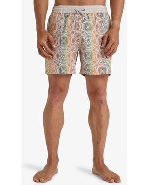 Billabong Vacay Geometric Print Logo Swim Shorts - Natural