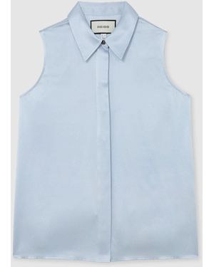 Reiss Amelia - Light Blue Silk Sleeveless Shirt, Us 2