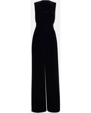 Whistles Velvet Twist Waist Jumpsuit - Black