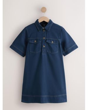 Next Utility Shirt Mini Dress - Blue