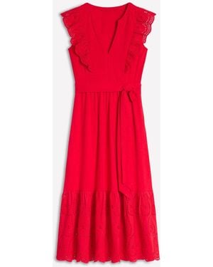 Boden Ruffle Detail Tier Midi Dress - Red