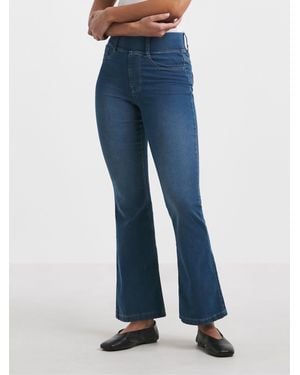 Simply Be Cotton Blend Stretch Flared Jeggings - Blue