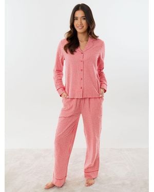 Threadbare Petite Cotton Button Up Pyjamas Set - Red