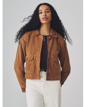 Urban Code Boxy Suede Trucker Jacket - Brown