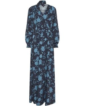 Long Tall Sally Long Tall Sally Textured Floral Scarf Dress - Blue