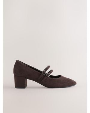 Next Forever Comfort Round Toe Low Block Heel Mary Jane Shoes - Natural