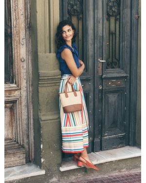 Boden Tie Belt Sateen Midi Skirt - Gray