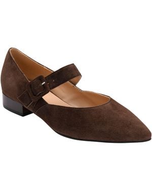 Lotus Low Heel Suede Mary Jane Shoes - Brown