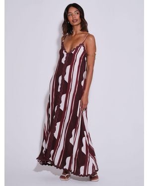 South Beach Striped Ric Rac Detail Maxi Dress - Lila