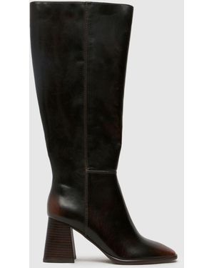 schuh Dova Block Heel Knee High Boots - Black
