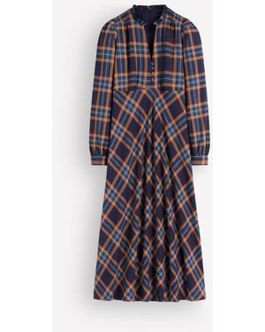 Boden Cassie Checked Tea Dress D1875 - Purple