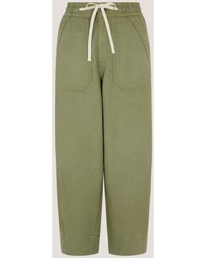 Monsoon Megan Cropped Barrel Trousers - Green
