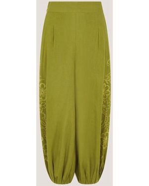 Monsoon Effie Embroidered Balloon Pants - Green