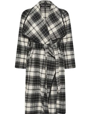 Evans Checked Waterfall Coat - Gray