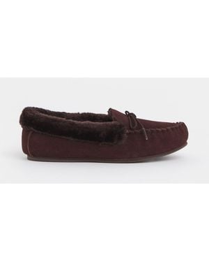 JD Williams Extra Wide Fit Classic Suede Moccasin Slippers - White