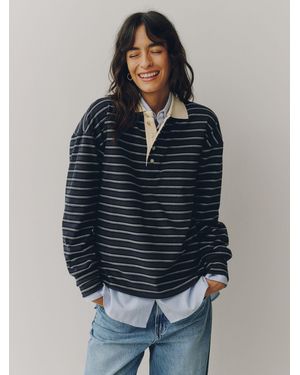 Next Velour Striped Rugby Top - Blue