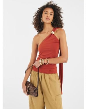 River Island Scarf Neck Trim Top - Red