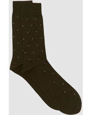 Reiss Khaki Mario Spot Mercerised Cotton-Blend Polka-Dot Socks - Black