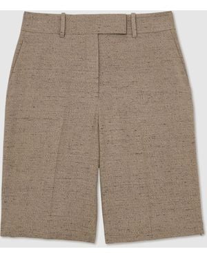 Reiss Atelier Side-Zip Tailored Shorts With Linen - Natural