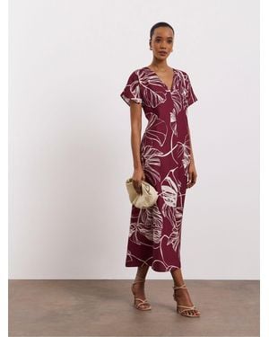 Joanna Hope Burgundy Floral Printed Column Dress - Red