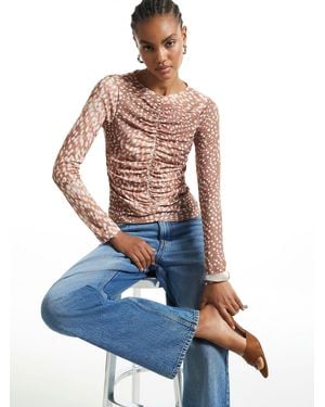 River Island Deer Print Ruched Front Top - Blue