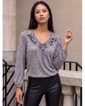 Roman Petite Frill Front Top - Purple