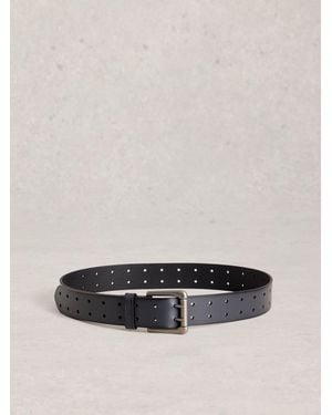 White Stuff Double Prong Leather Belt - Blue