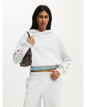 Cotton On Boxy Fleece Hoodie - White
