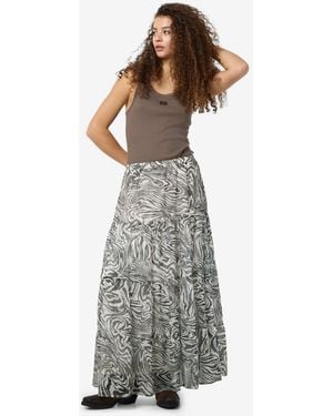 Noisy May Zebra Print Chiffon Maxi Skirt - White