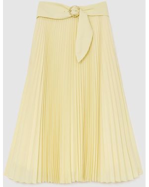 Reiss Amelie Pleated Belted Midi Skirt - Yellow