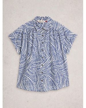White Stuff Orla Button Through Shirt - Blue