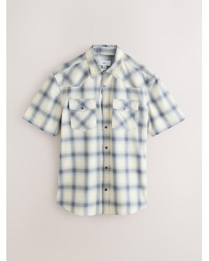 Next Check Western Styling Short Sleeve Shirt - Blue
