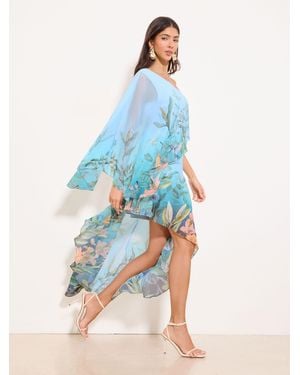 Lipsy One Shoulder Floral Aysm Sequin Midi Dress - Blue