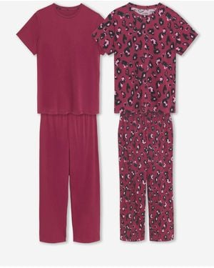 Simply Be Value Leopard Pyjamas 2 Pack - Purple