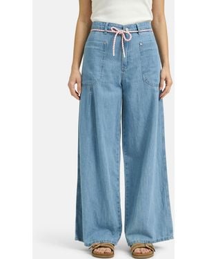 Smith & Soul Linen Blended Denim Jeans With Patch Pockets - Blue
