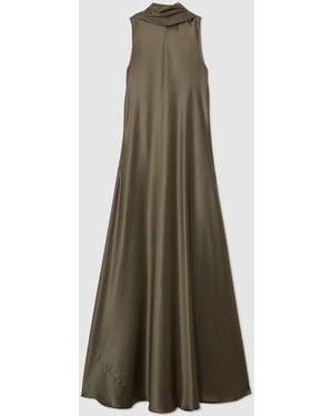 Reiss Fae - Khaki Green Satin Cape Maxi Dress, Us 6