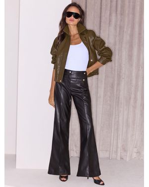 Lipsy Faux Leather Tailored Wide Leg Pants - Black