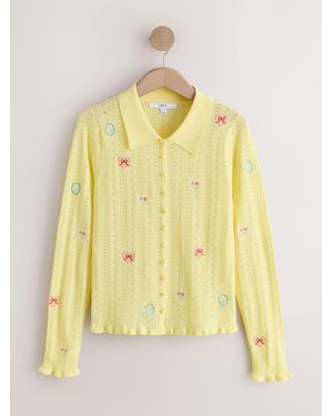Next Pointelle Long Sleeve Knitted Shirt - Yellow