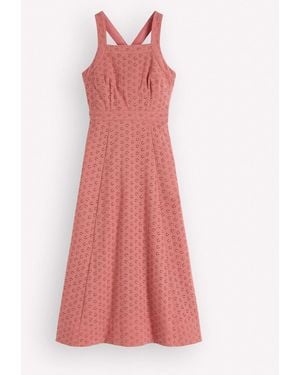 Boden Cross Back Broderie Midi Dress - Pink