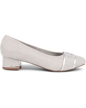 Pavers Block Heeled Court Shoes - White